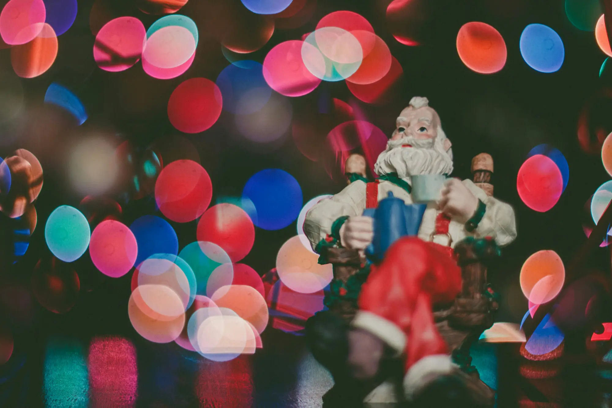 santa figurine with sparkling lights