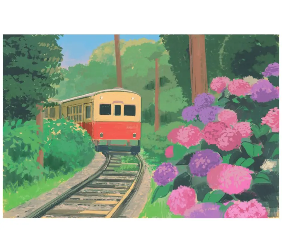 colour image of a train in countryside