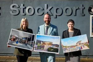 Cabinet members outside Stockport station